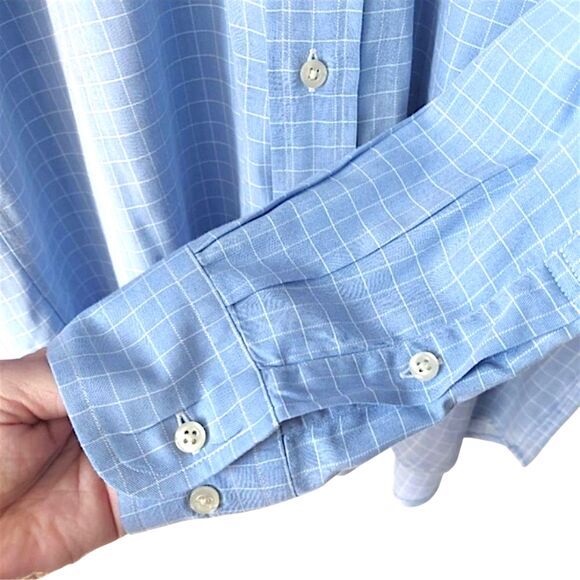 VTG 90s Y2K Tommy Hilfiger Blue Button-Down Windowpane Grid Shirt Sz M - Picture 9 of 14